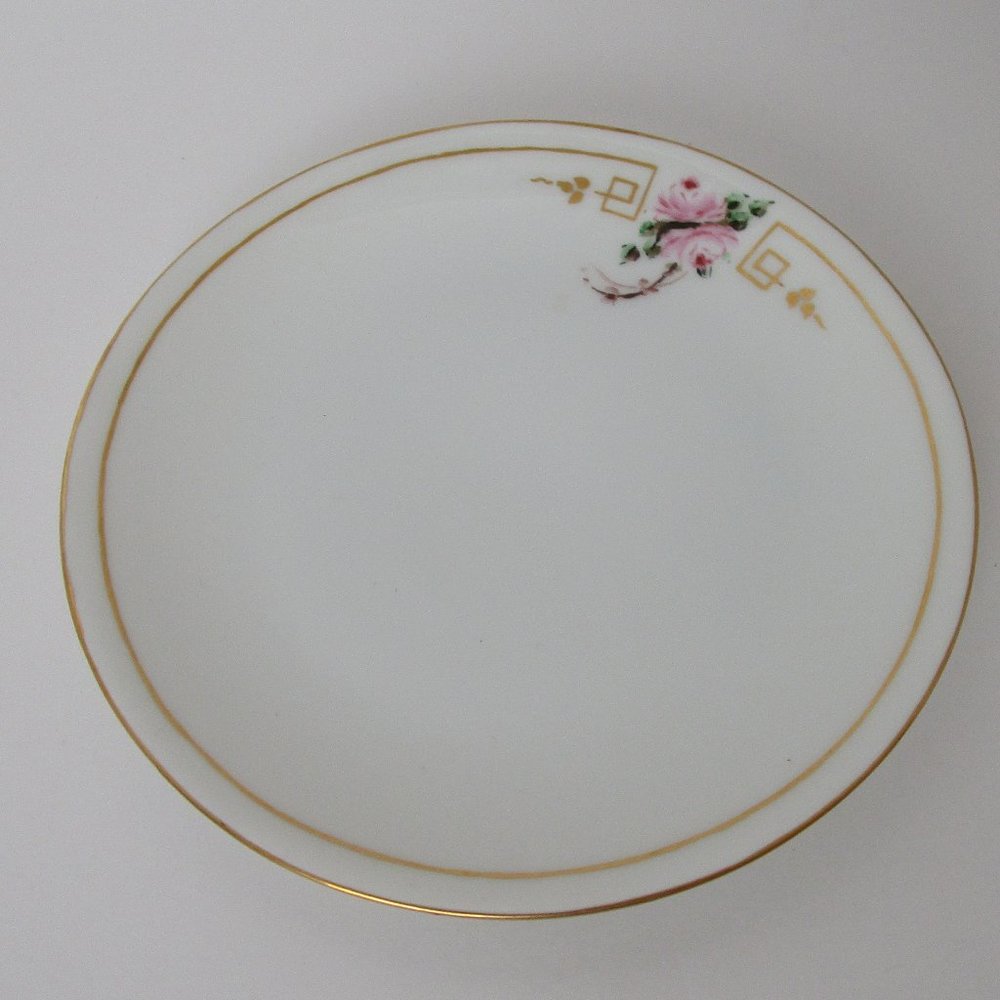 Thomas Bavaria 6" bread plate pink roses double gold line edge